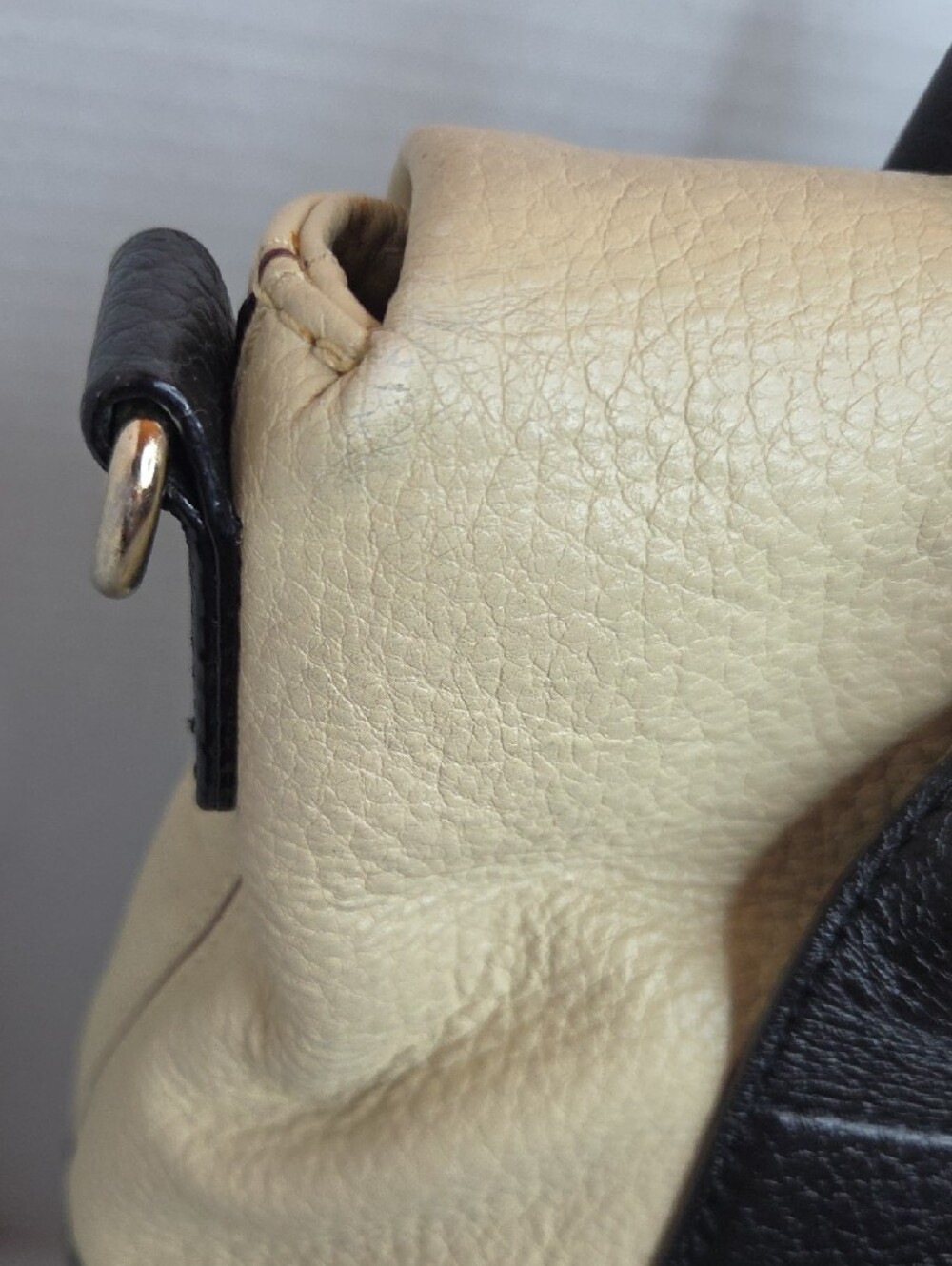 kate spade Two-Tone Cream and Black Leather Satchel - Picture 6 of 13